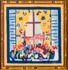 Vintage "Needlepoint Floral Windowbox"