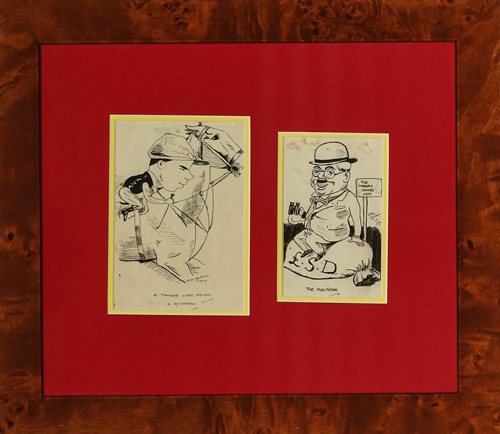 "The Aga Khan & Gordon Richards" c1924 Pen & Ink Drawing - Art by George Bridgman