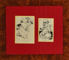 Used "The Aga Khan & Gordon Richards" c1924 Pen & Ink Drawing