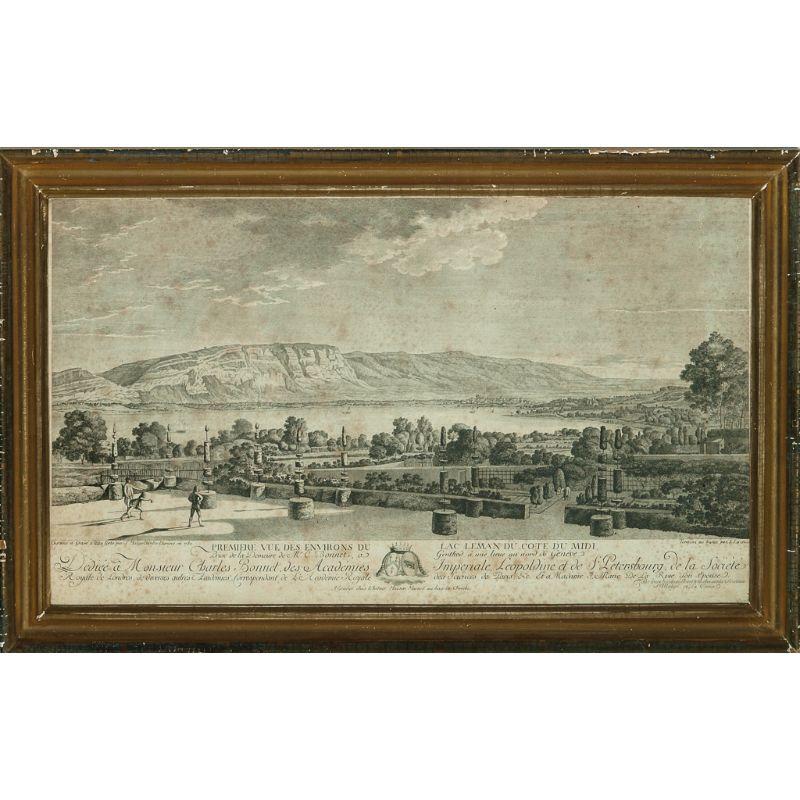 "Premiere Vue Des Environs Du Lac Leman Du Cote Du Midi" c1780 - Art by Unknown