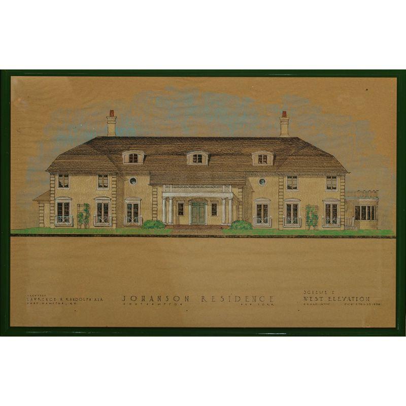 "Johanson Residence" Architectural Pastel  - Art by Lawrence H Randolph AIA