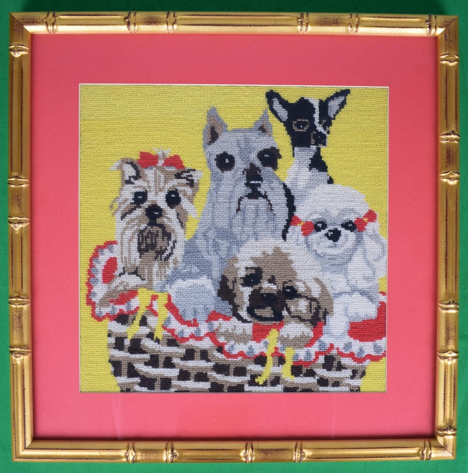 "Five Needlepoint Doggies" - Art by Unknown