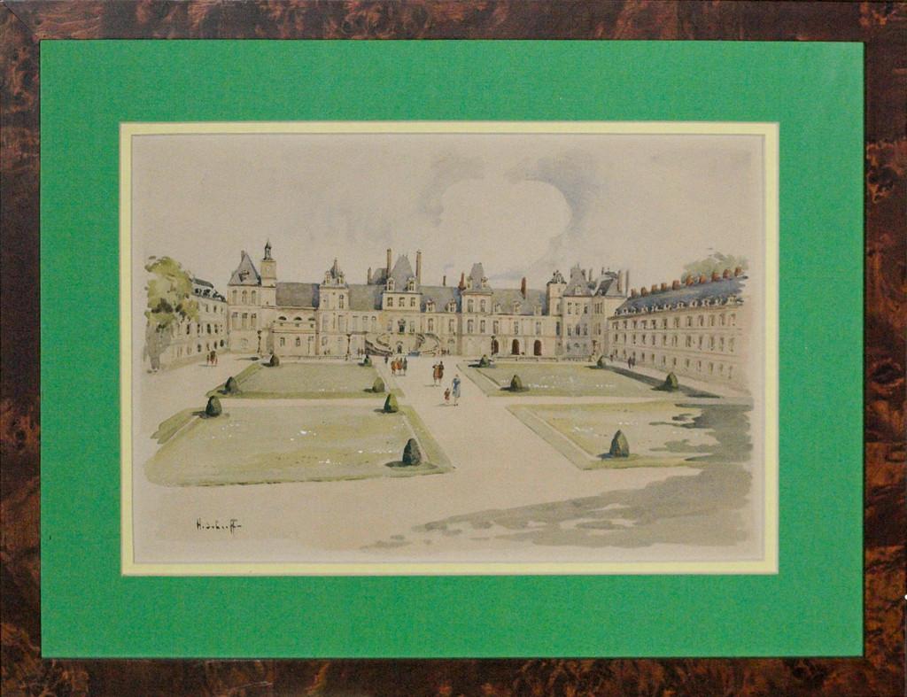 Aquarell „Palais Gardens“ ca. 1950er Jahre – Art von Unknown