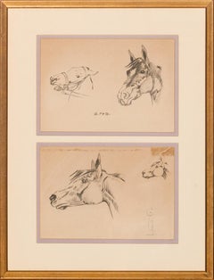"Horse Heads Pencil Drawing"