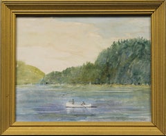 Vintage "Fishermen On Great Sacandaga Lake" Watercolor by B.M. Kremitske