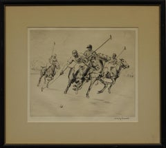 "Four Charging Polo Players" Signed Original Etching by Nat Lowell