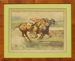 "Two Racehorses" Watercolour by Lockridge