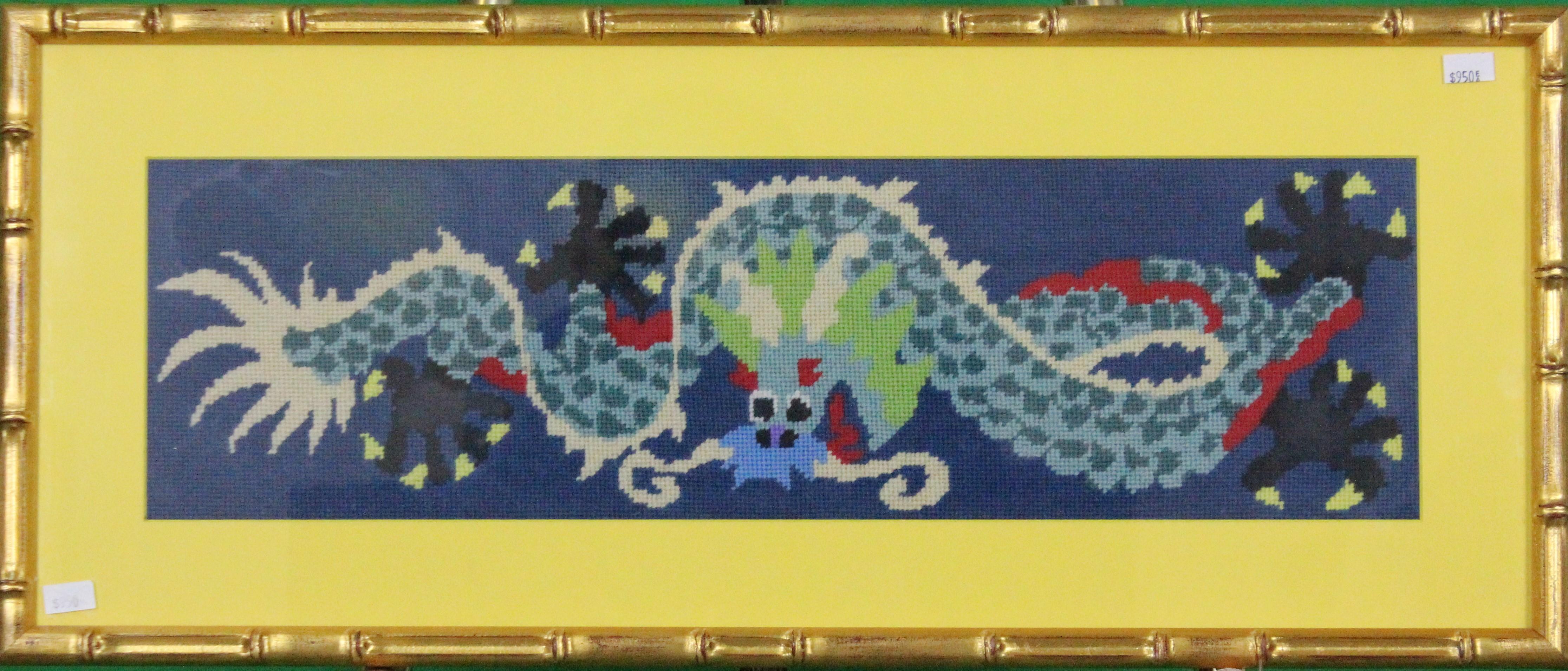 Chinese Needlepoint Dragon - Art by Unknown