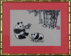 Vintage Needlepoint Pandas