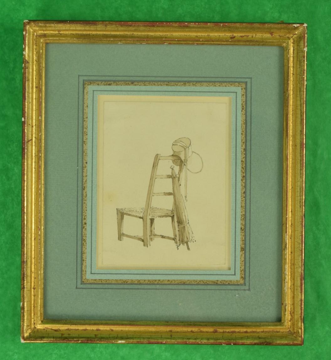 Paull Sandby, R.A., R.A. Tinte und Wäsche auf Papier eines Stuhls – Art von Paul Sandby