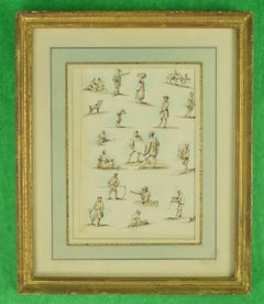 Antique Attributed to William Henry Pyne (1769-1843) Figure Studies