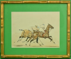 Paul Desmond Brown Two Polo Players Watercolor