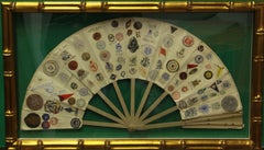 Vintage Framed 16 Panel Double-Sided Fan w/ Stationery Crests