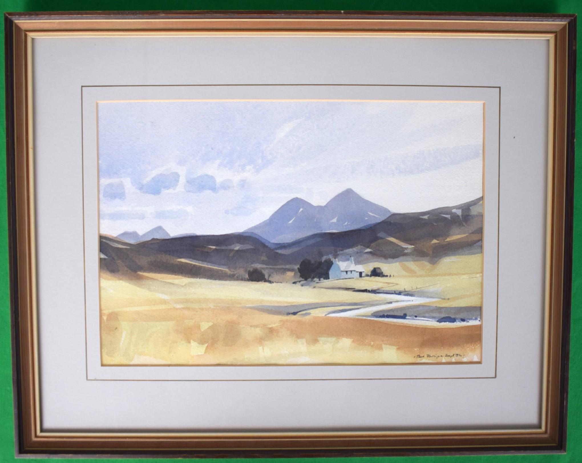 "Scottish Landscape Burnside, Knockan, Elphin, By Lairg" 1986 Watercolour  - Art by Paul Phillips