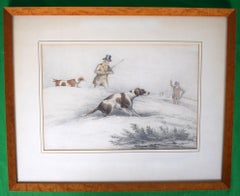 Vintage "Huntsmen Shooting" Watercolour Drawing By Henry Alken