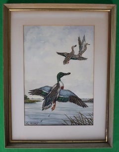 "Three Ducks In Flight Over Marsh" by Jean Herblet Ex- C.Z. Guest Estate