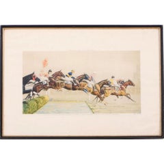 Lithographie en couleurs de Paul Brown "The Water - Aintree" tirée de The Grand National