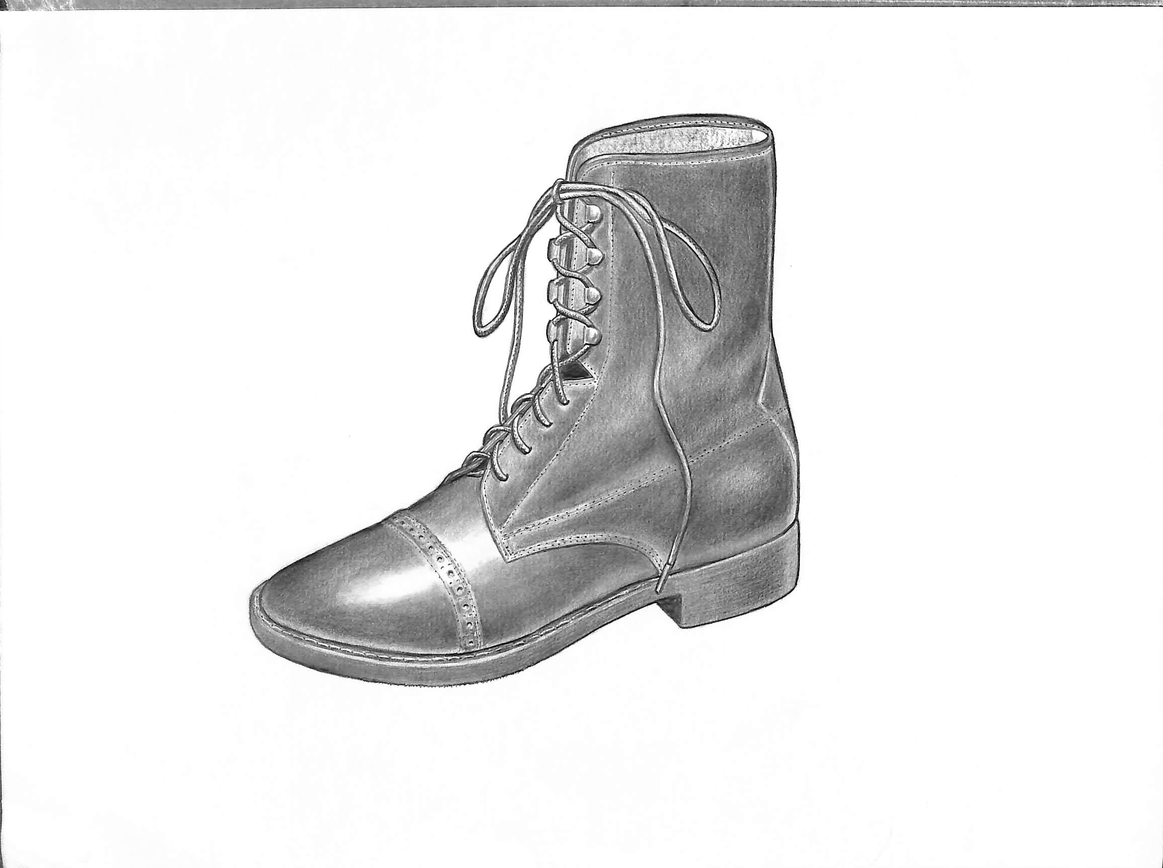 Children's Leather Paddock Boot by Eastern Shoe Graphite Drawing - Art by Unknown