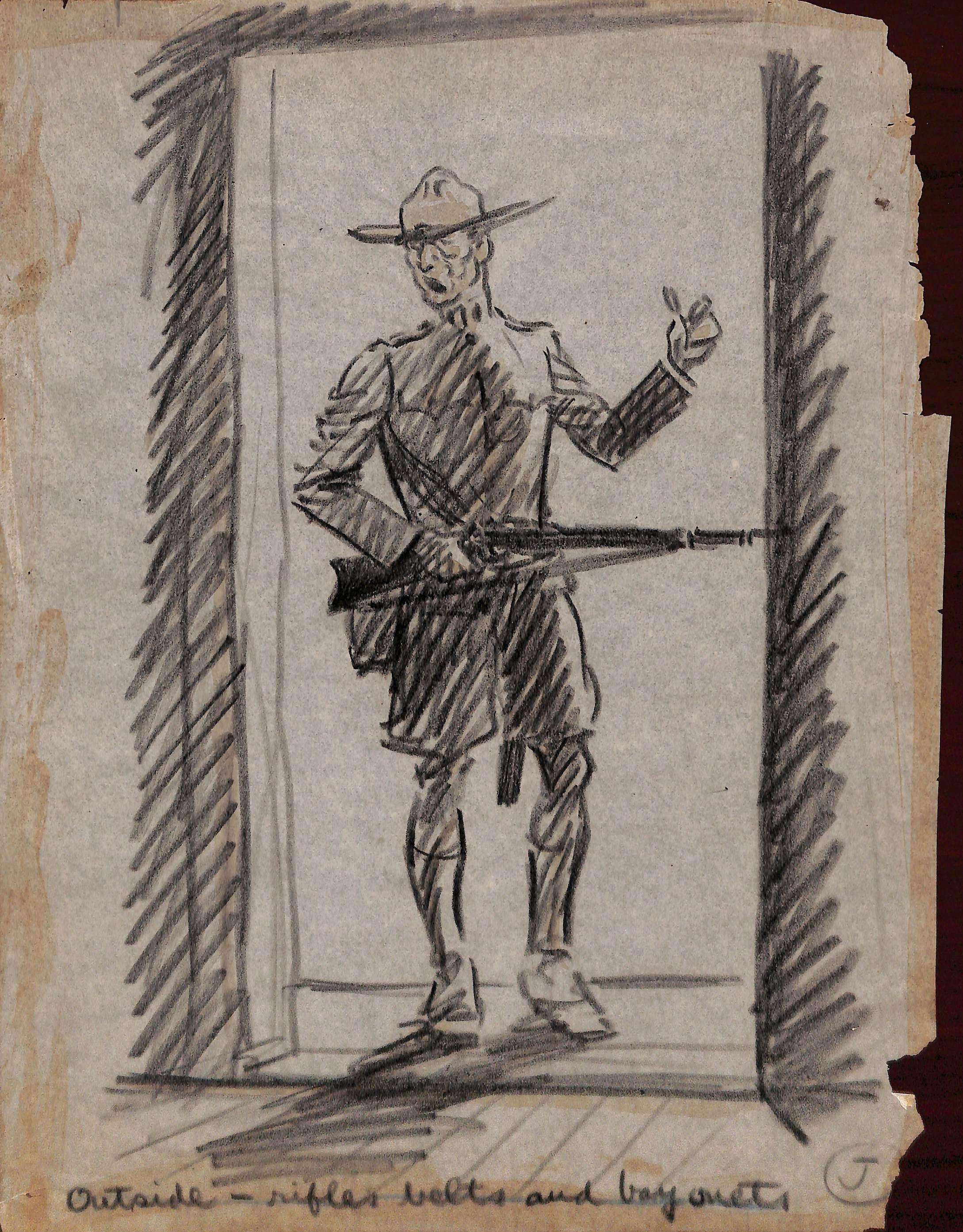 Paul Brown Military Officer Pencil Drawing