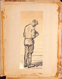 Antique Paul Brown c1926 American Legion Photographer Pencil Drawing