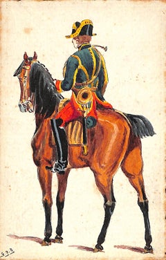 Antique Calvary Officer c1867 Watercolor