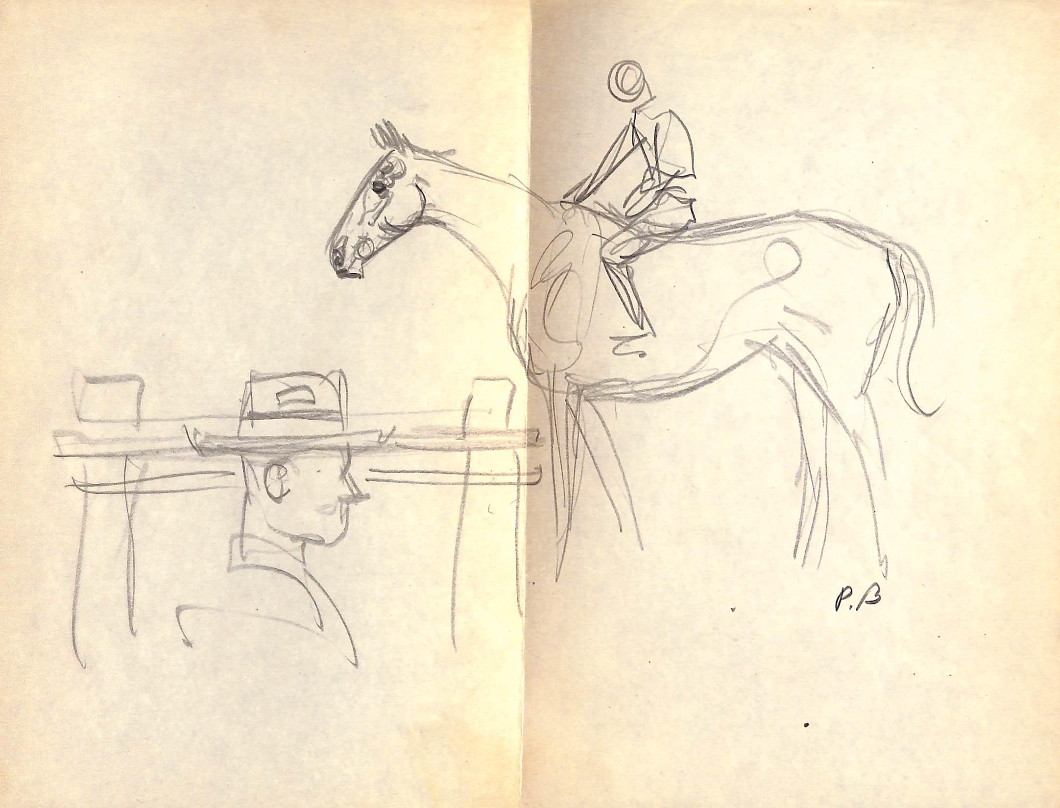 "Horse & Jockey" Pencil Drawing by Paul Brown - Art by Paul Desmond Brown