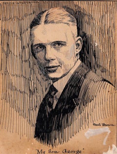 "My Son George" 1921 Pen & Ink Portrait by Paul Brown 