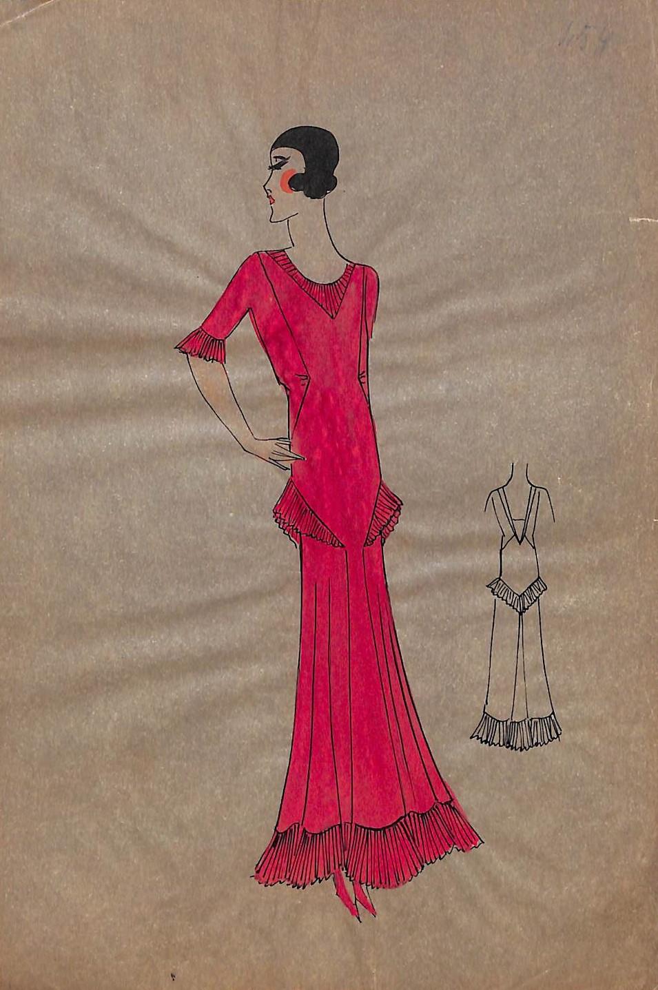 Lanvin of Paris c1920s Original Fashion Illustration in Gouache
