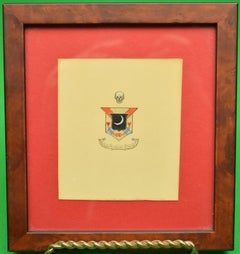 Hand-Gouache Painted Skull & Moon Armorial Crest