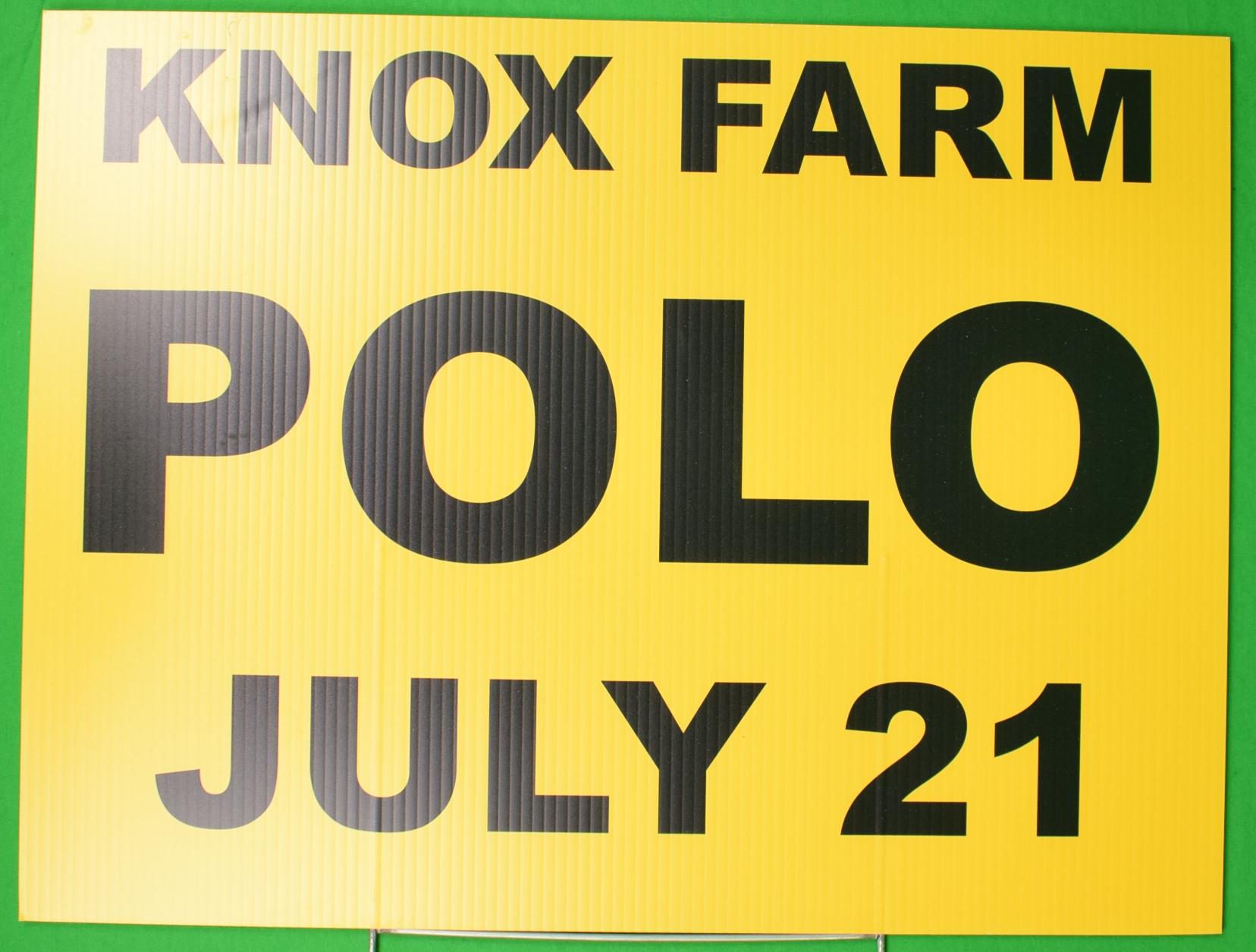 Knox Farm Polo Juli 21 Gelbes/ Marineblaues Schild – Art von Unknown