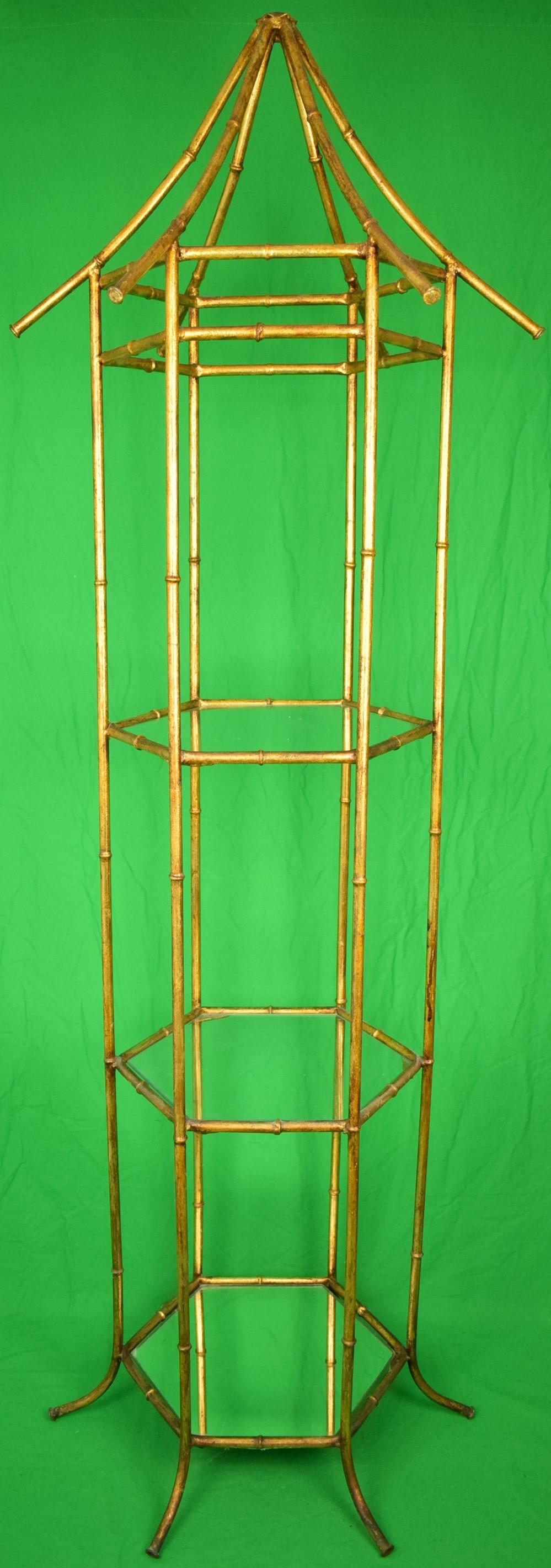 Palm Beach Brass Bamboo Three-Tier Etagere - Art by Unknown