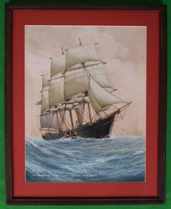 Vintage SS Savannah The First Ocean Steamer Watercolor w/ Gouache