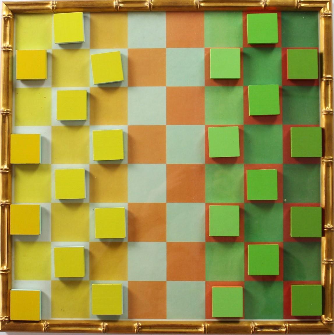 Georg Jensen x Richard Anuszkiewicz 1969 Checkerboard w/ Gilt Bamboo Frame - Art by Unknown