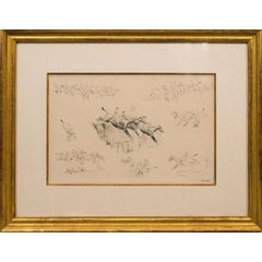 Vignette Grand National Steeplechase des années 1930 à pointe sèche de Paul Brown