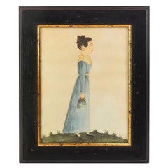 Jacquelyn Trone, Folk Art Portrait Of Woman w/ Purse Provenance:  Susie Hilfiger