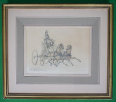 Driving a Pair in a Horse-Breakers Skeleton Brake 18th C. Watercolour by H Alken