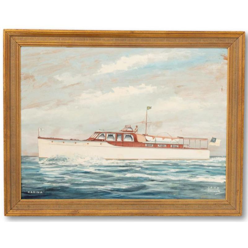"Karina Motor Yacht c1950s Gouache by John Austin Taylor" - Art de  John Austin Taylor 
