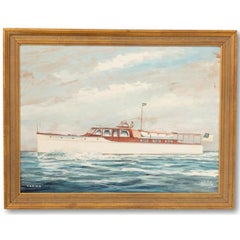 "Karina Motor Yacht c1950s Gouache by John Austin Taylor"
