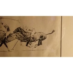 "International Polo Argentina vs USA" 1928 Drypoint BROWN, Paul Desmond (SIGNED)