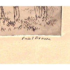 Paul Brown "Gentlemen Up" Steeplechase Drypoint Etching