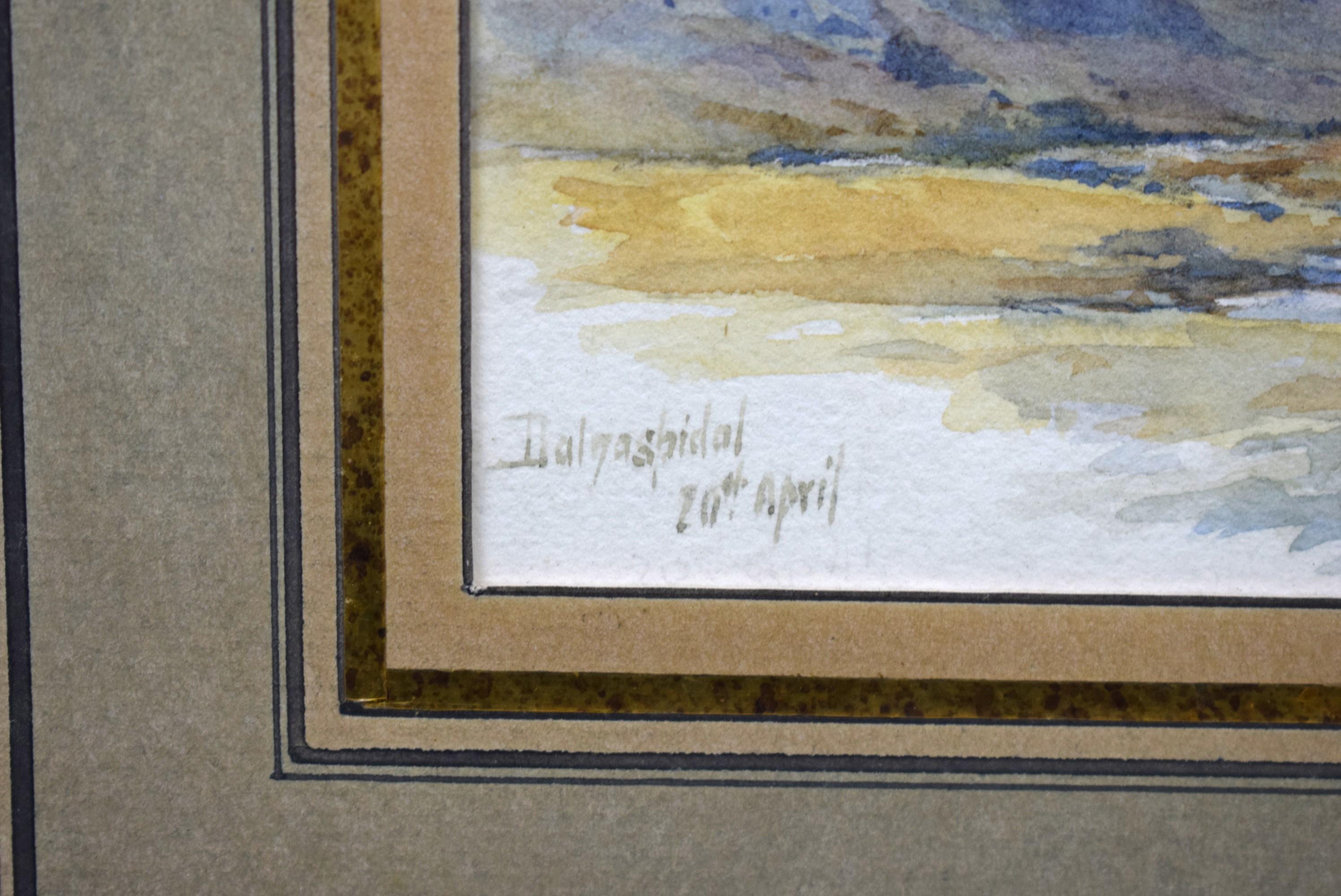 „Dalnaspidal Scottish Landscape Watercolour“ (Grau), Landscape Art, von Unknown