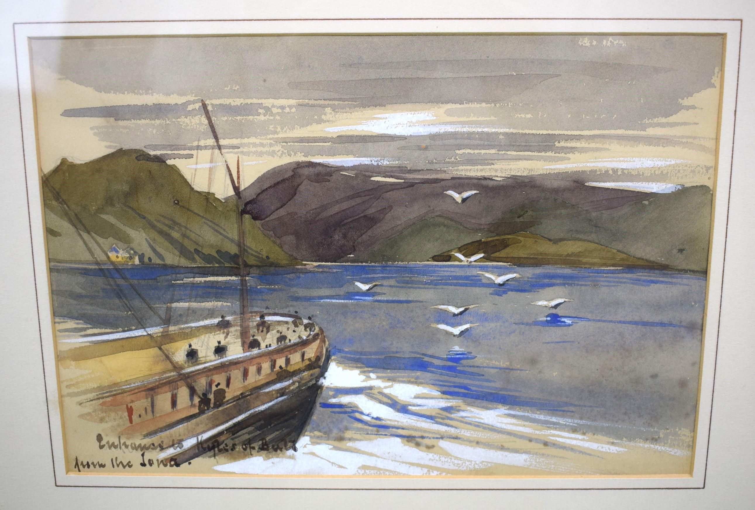 „Entrance To The Kyles Of Bute, From The Iona Steamer“ Aquarell – Art von Unknown