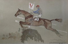 "Forbra w/ Gerald Hardy Up-Valentines 2nd Time Grand National '34 Watercolor"