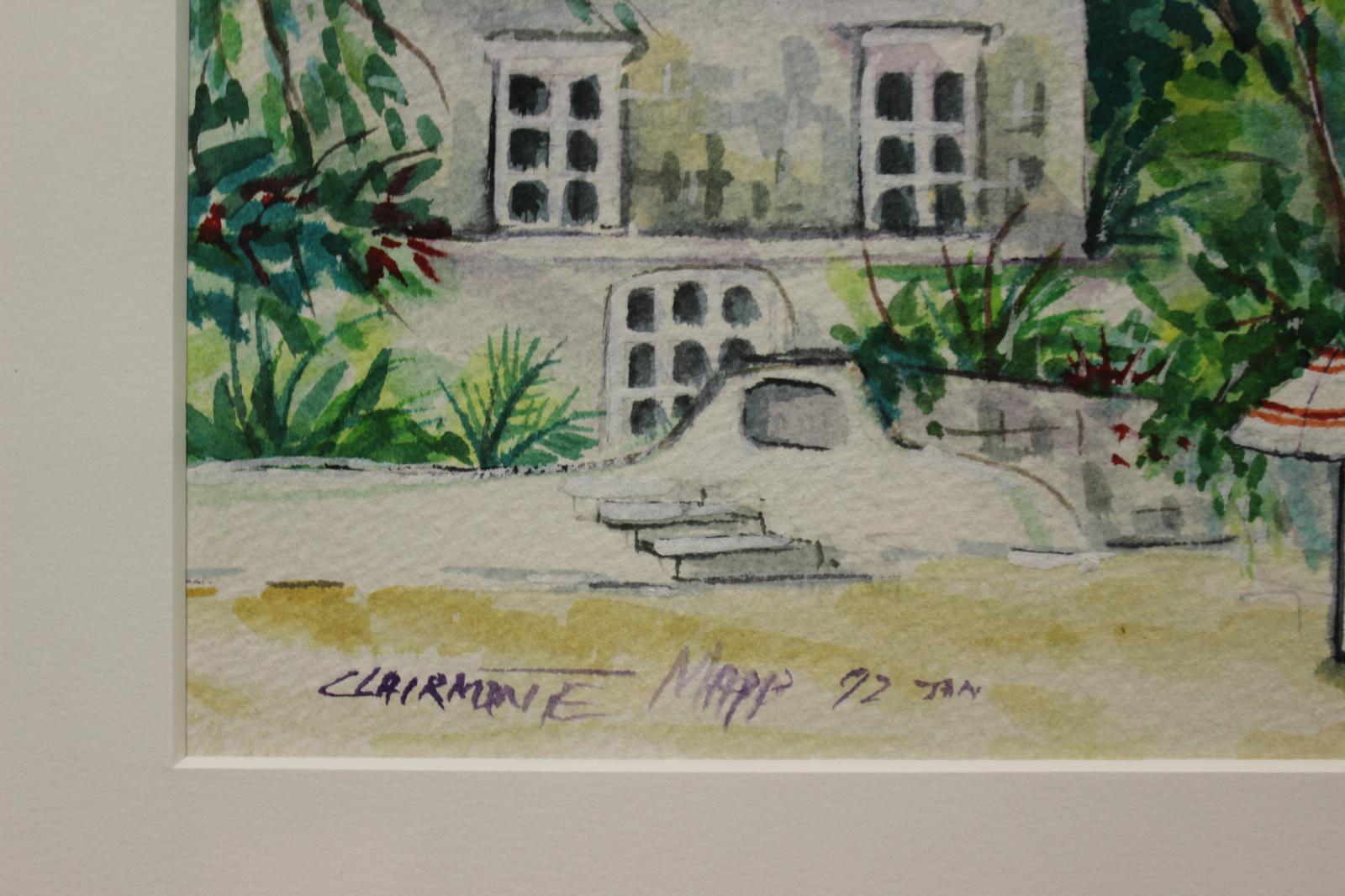 „Glitter Bay Beach House- Barbados“ 1992 Aquarell von Clairmonte Mapp im Angebot 4