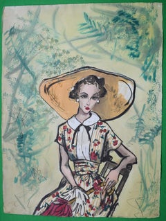 Vintage "Lady In A Floral Dress" 1952 By Hays 