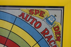 "Spe-Dem Auto Race c1922 Game Board" con cornice in lacca gialla