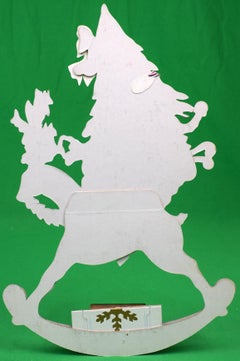 "Lanvin Paris Arpege Perfume Christmas c1950s Advert Sign w/ Santa On Reindeer"