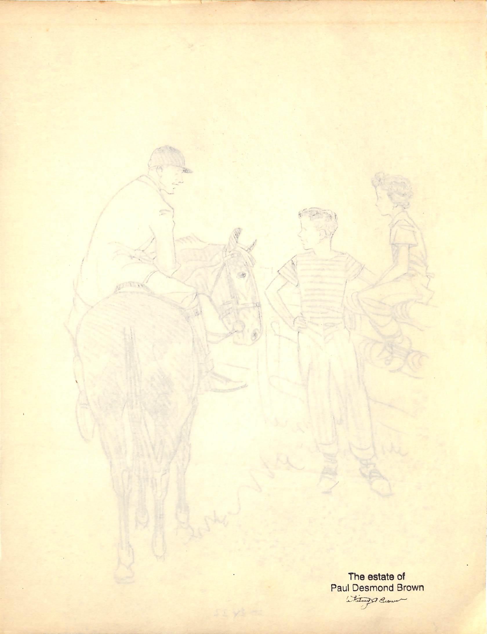 Original-Bleistiftzeichnung von 1944 aus Hi, Guy! Das Cinderella-Pferd von Paul Brown, 9 im Angebot 2