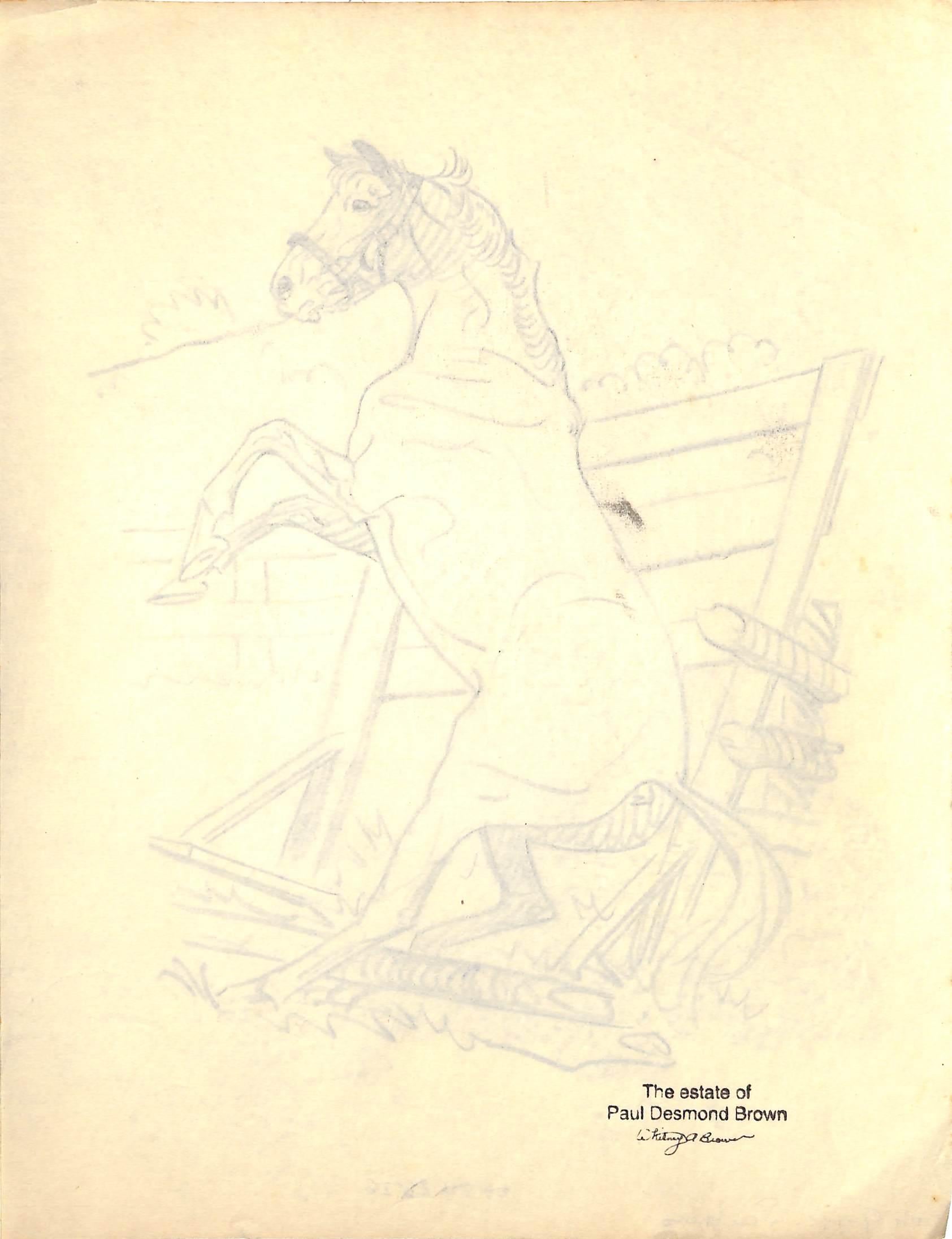 Original 1944 Pencil Drawing From Hi, Guy! The Cinderella Horse By Paul Brown 12 For Sale 2