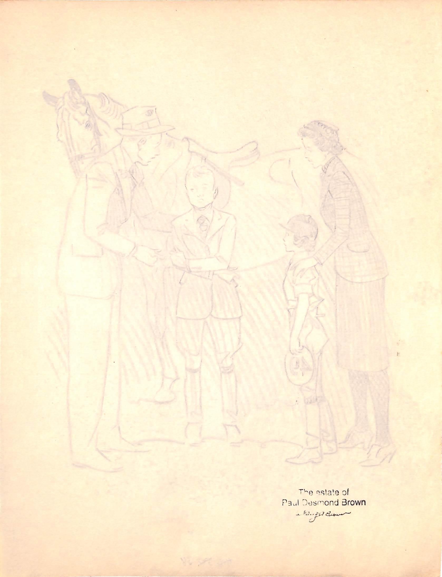 Original-Bleistiftzeichnung von 1944 aus Hi, Guy! Das Cinderella-Pferd von Paul Brown, 30 im Angebot 1